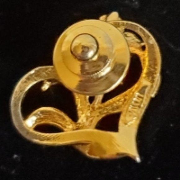 Vintage Lapel Pin Heart and Rose - Picture 3 of 4